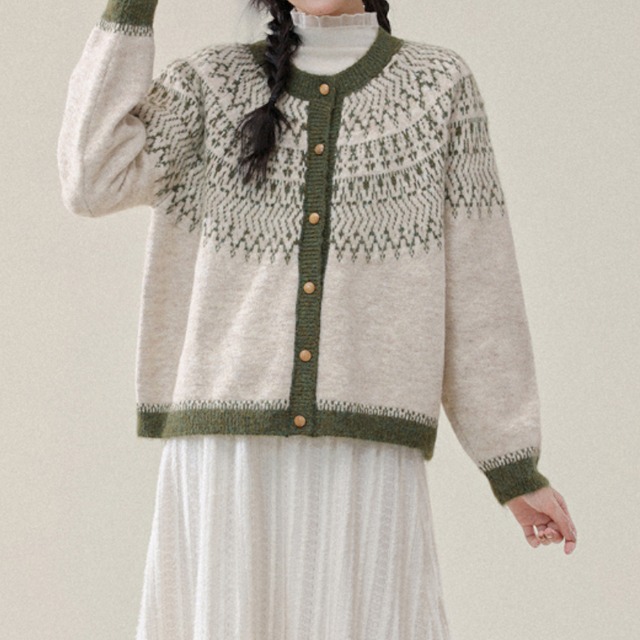 ラウンドネックニットカーディガン M1978