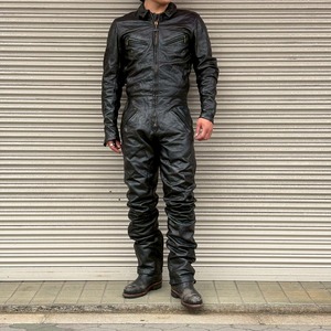 極上 良品 70s BATES ベイツ レザー レーシングスーツ オールインワン ツナギ ヴィンテージ バイカー ライダース USA製 60s M L