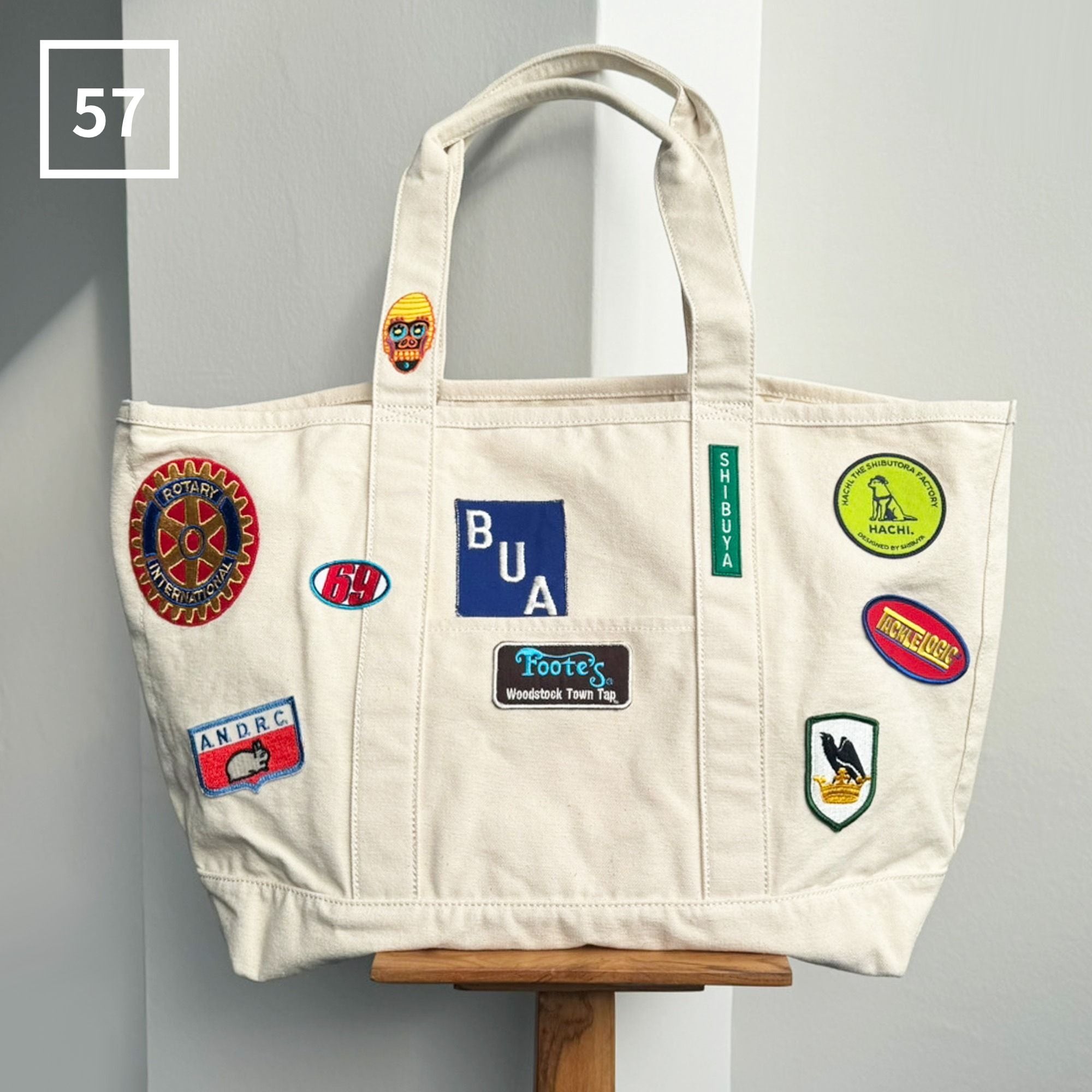 PATCH TOTE BAG -NATURAL- | HACHI.THE SHIBUTORA FACTORY