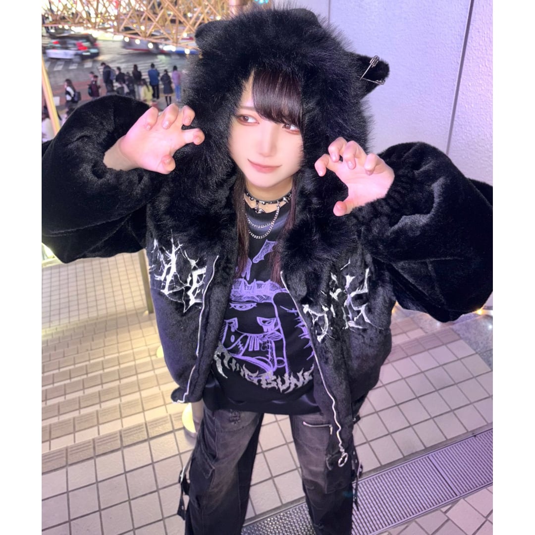 1/7 BLACK S再入荷！】新作☆ふわもこ ネコ耳しっぽファーブルゾン