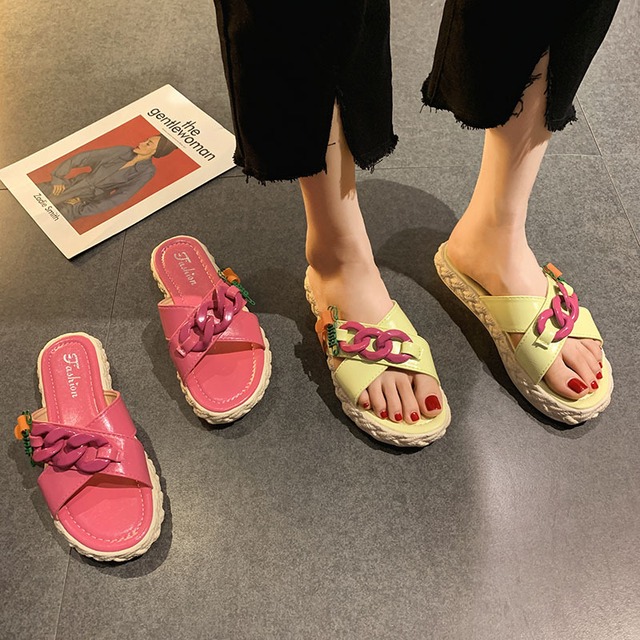 サンダルミュールサマー 靴 シューズ 夏物 ビーチ チェーン フェイクシューズ11003923319