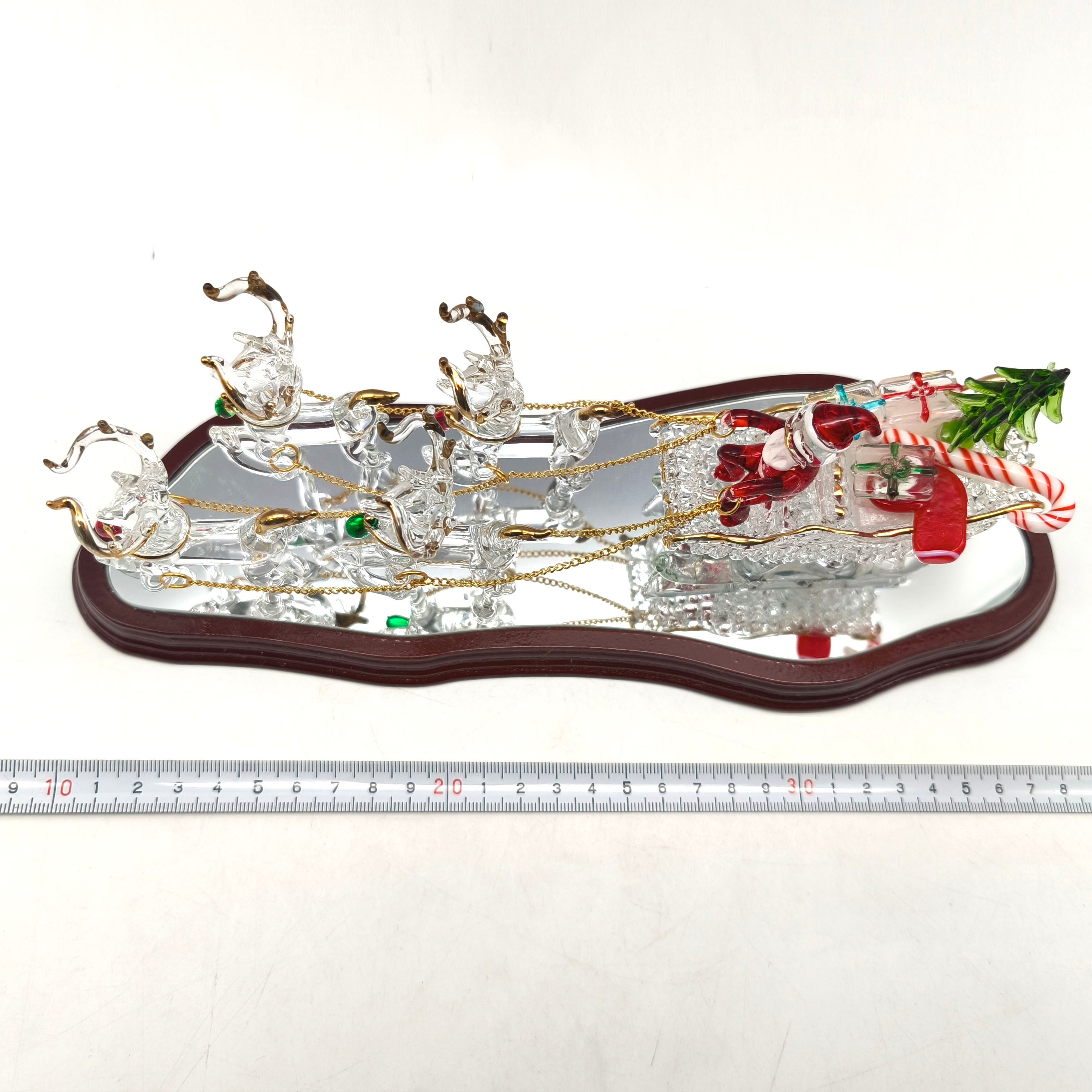 ガラス細工・クリスマス飾り・サンタクロース・トナカイ・No.250329-05