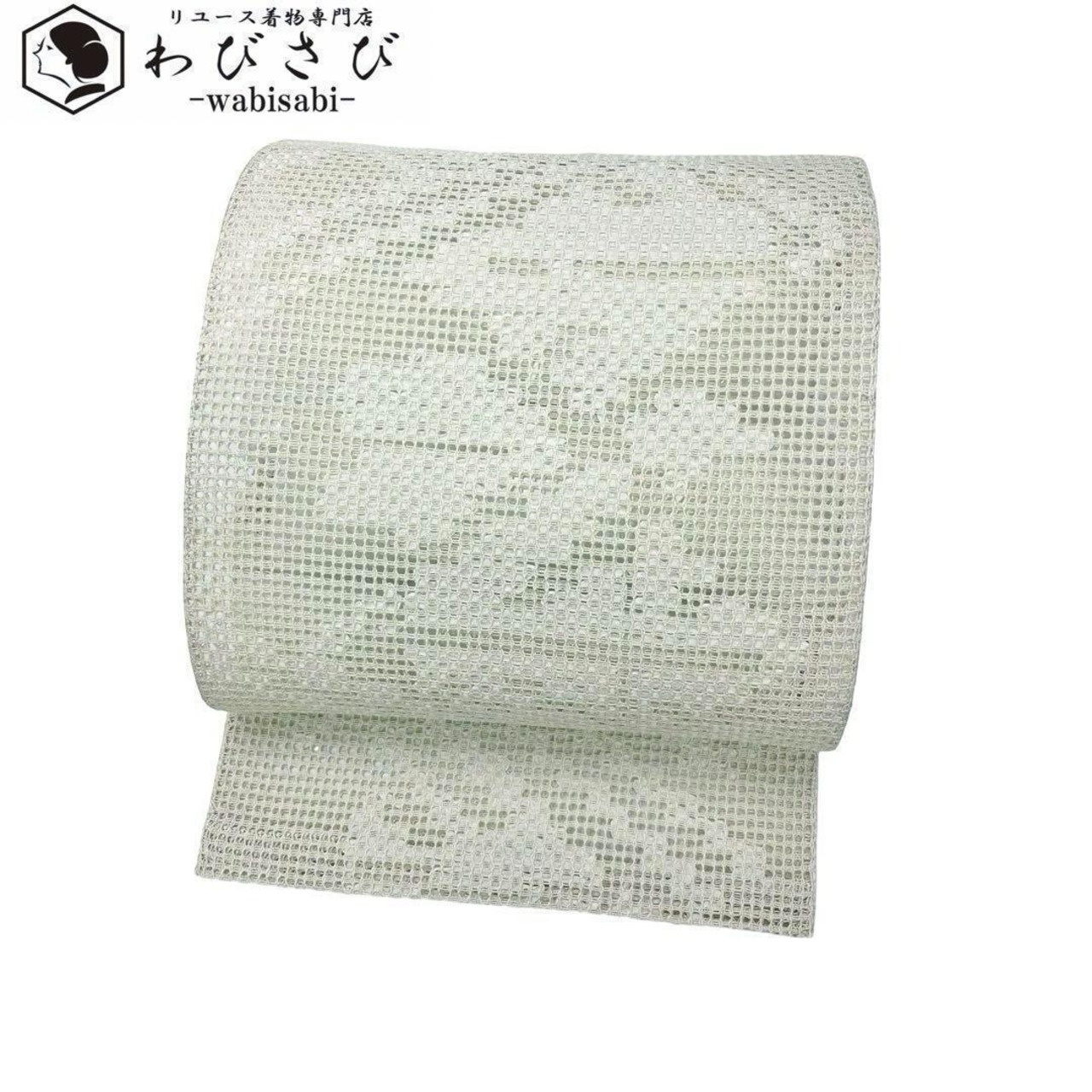 夏帯 羅 名古屋帯 抽象織模様 白百合色 O-3640 | リユース着物わびさび 