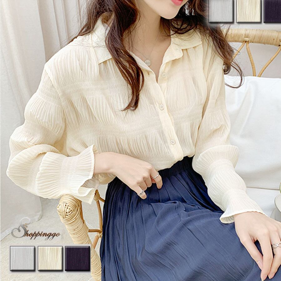 白ブラウス シャツ レディース トップス 襟付き シャツブラウス V