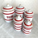 ホーローキャニスター 赤ライン5個セット ベルギー製