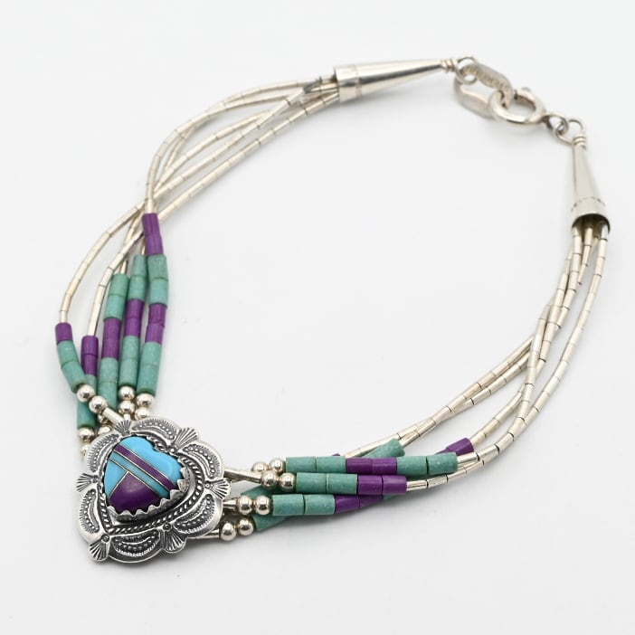 Turquoise / Sugilite Accent Multi Strand Bracelet / USA