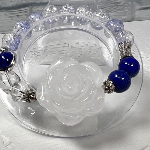 【涼し気 水晶 バラ ブレスレット】天然石 パワーストーン