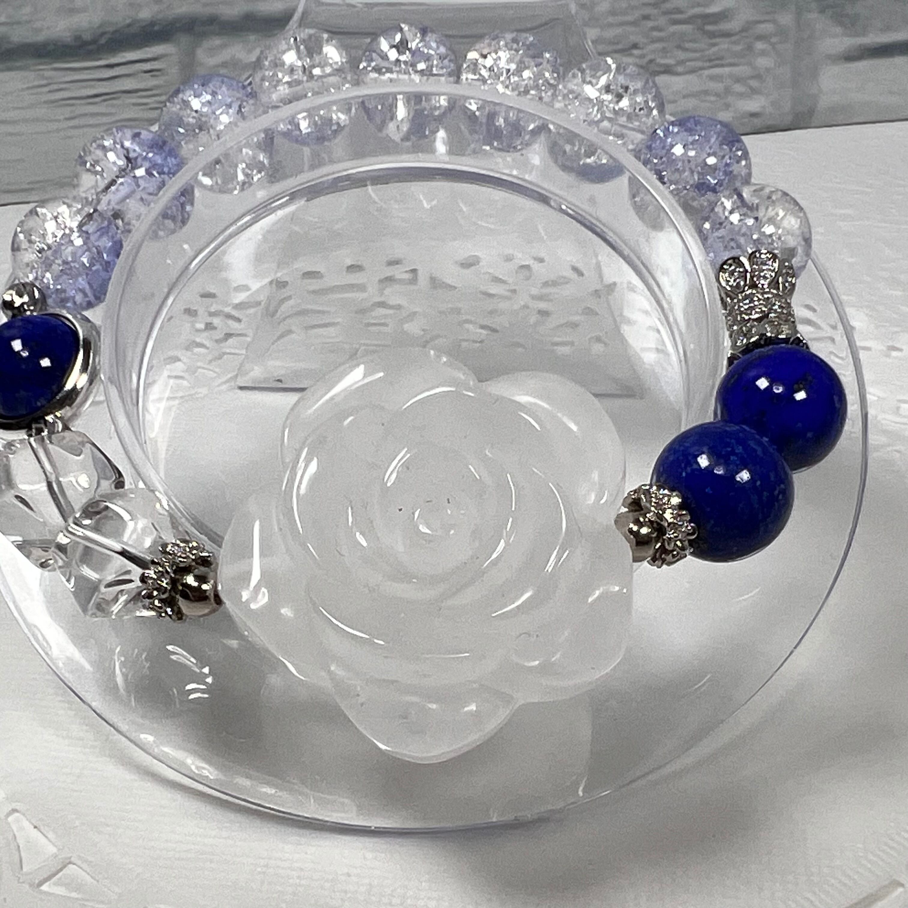 【涼し気 水晶 バラ ブレスレット】天然石 パワーストーン