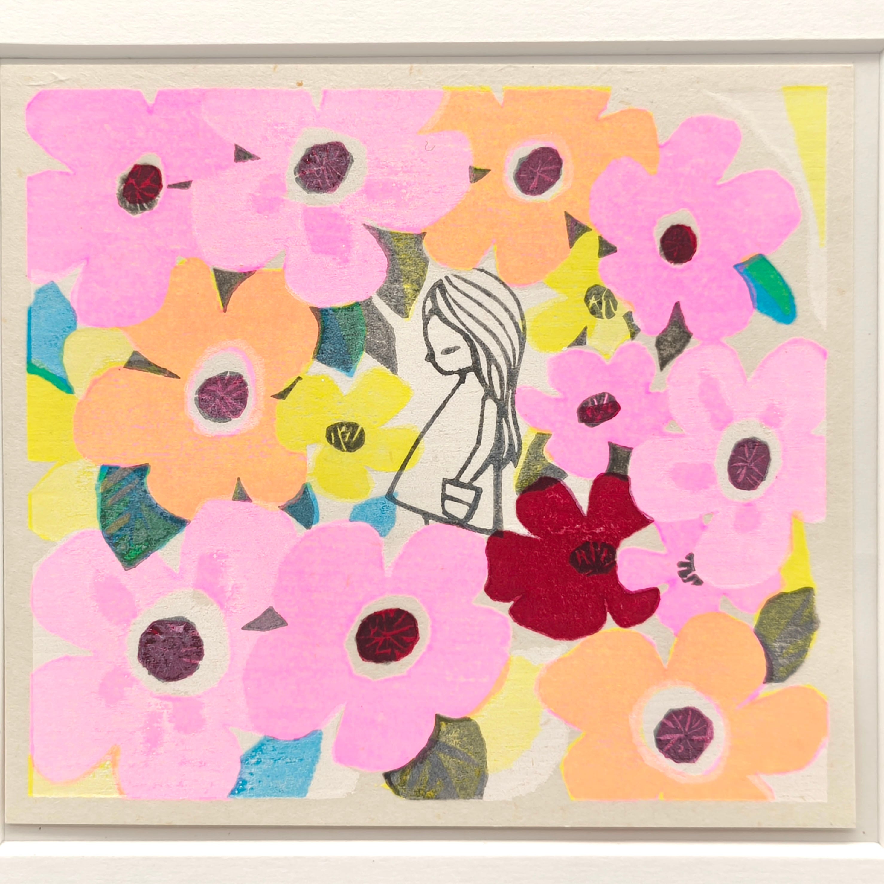 池田修三・『小さな花』・手摺木版画・竹芳洞・No.250416-25・梱包