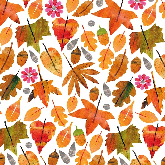 【Paperproducts Design】バラ売り2枚 ランチサイズ ペーパーナプキン Autumn Leaves ホワイト