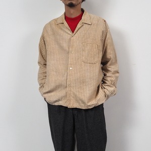 60’s Somerset open collar print flannel shirt “houndstooth” L USA製 千鳥格子 プリントネル オープンカラーシャツ
