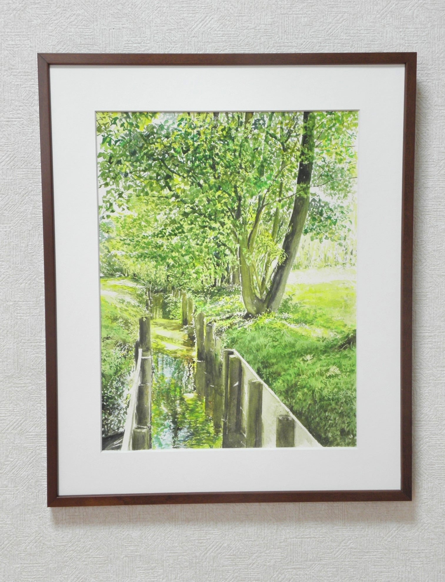 水彩画 風景画 画題「水路を描く緑」 | yamakasumi56