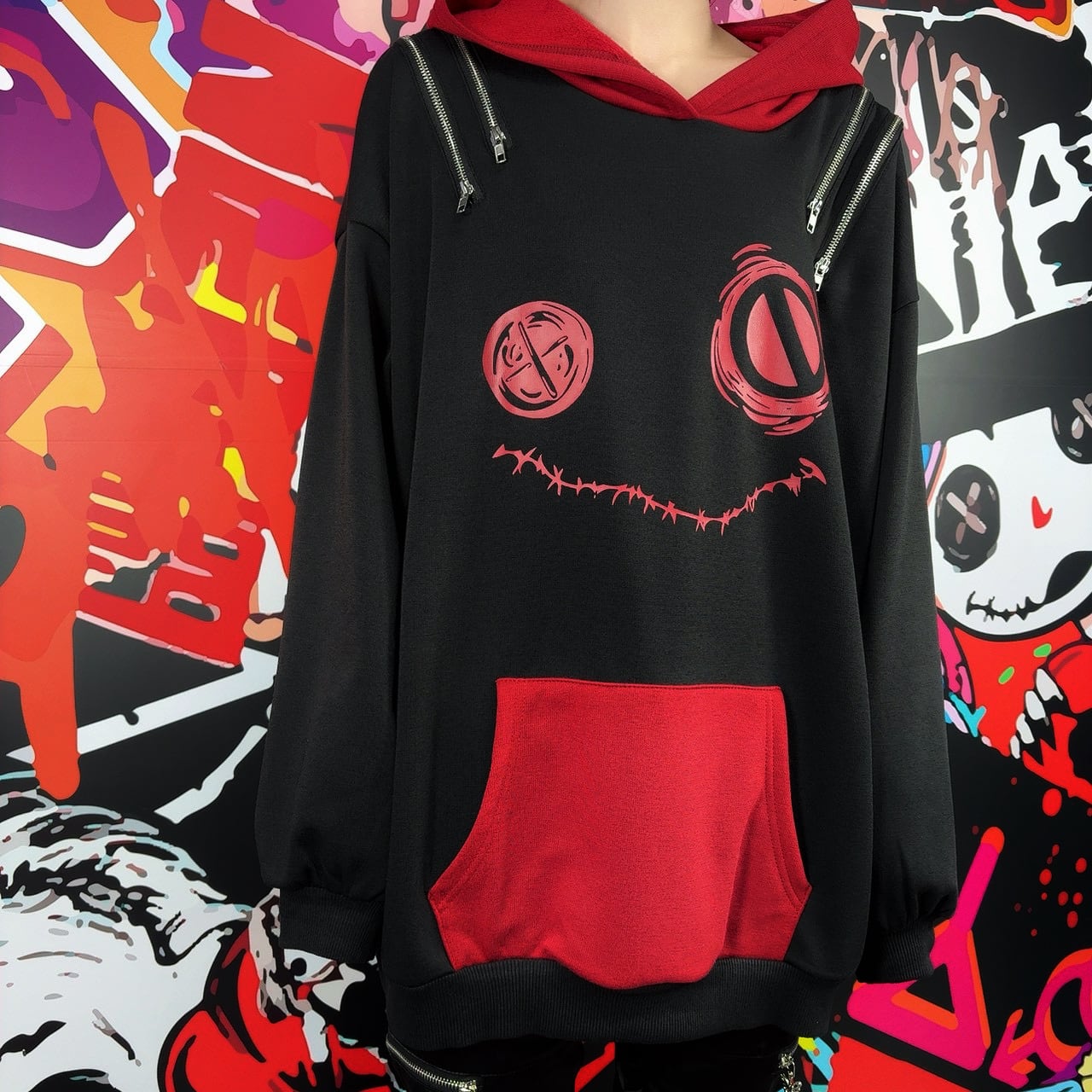防寒4ZIP SHOULDER FLEECE INNER PARKA【BLACK×RED】 | NIER CLOTHING