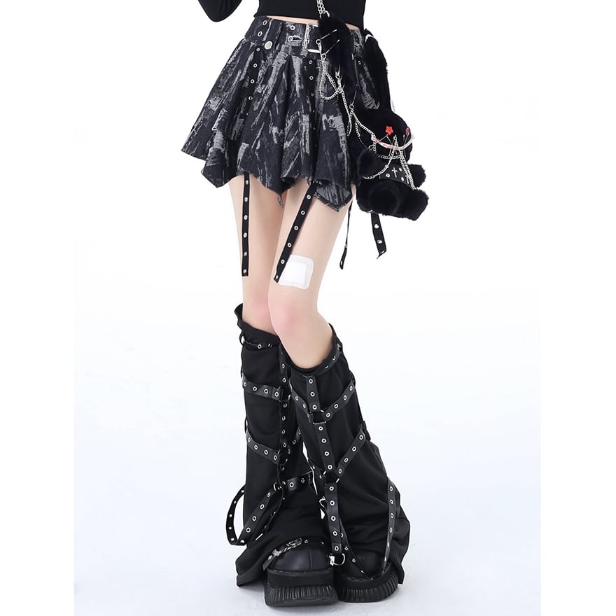 サブカル 服 地雷系 通販 CRAZYGIRL デニムスカート ミニスカート ランダムフリル ヴィンテージ 闇かわいい バンギャ
