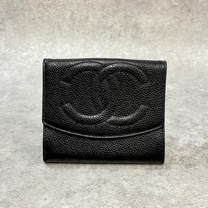 CHANEL シャネル ココマーク 二つ折り財布 キャビアスキン ブラック