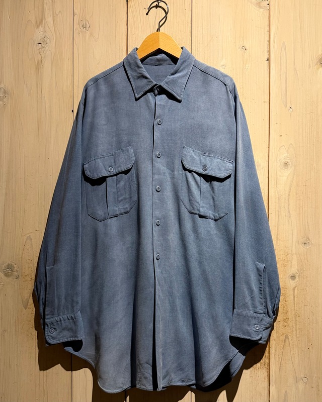 【a.k.a.C.a.k.a vintage】60's〜70's Beautiful Fade Vintage Loose L/S Rayon Shirt