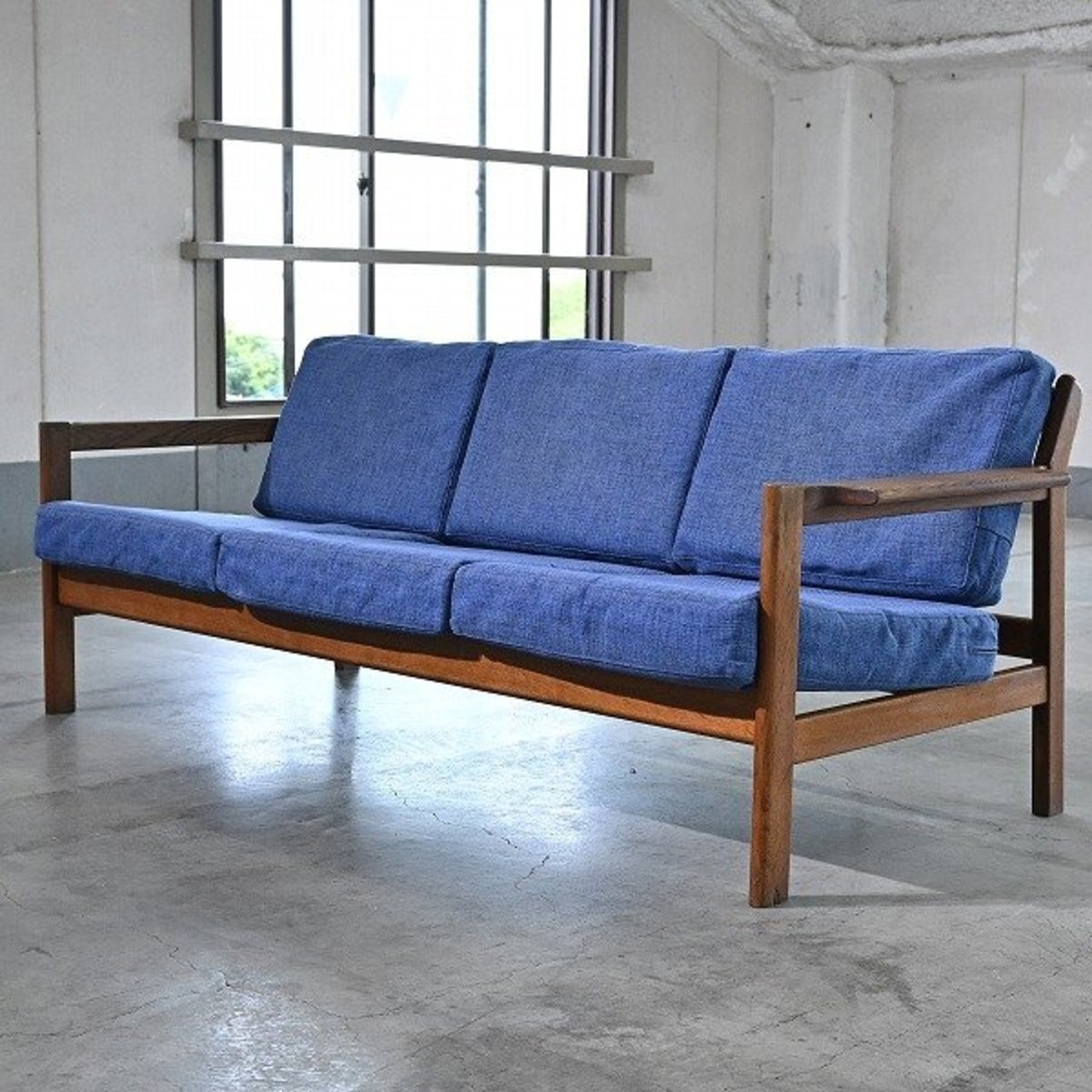 デンマーク製 ビンテージ Fredericia「Model 216」トリプルソファ オーク材 無垢 ボーエ・モーエンセン リビング ダイニング ホテル ロビー【中古家具/中古インテリア/USED家具ユーズド家具/リサイクル】