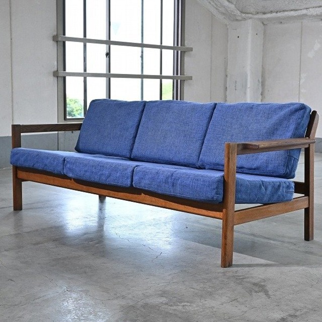 デンマーク製 ビンテージ Fredericia「Model 216」トリプルソファ オーク材 無垢 ボーエ・モーエンセン リビング ダイニング ホテル ロビー【中古家具/中古インテリア/USED家具ユーズド家具/リサイクル】