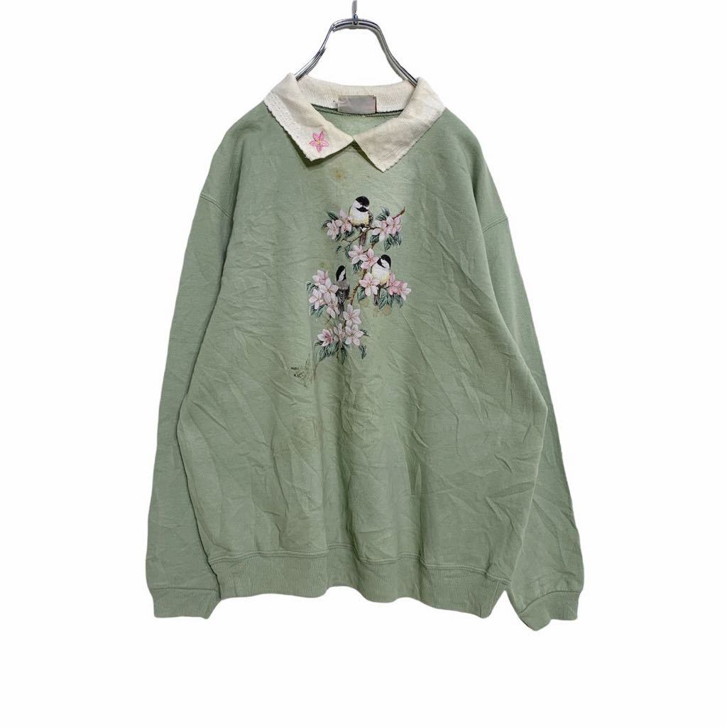 MORNING SUN レイヤードネック スウェット トレーナー ウィメンズ L