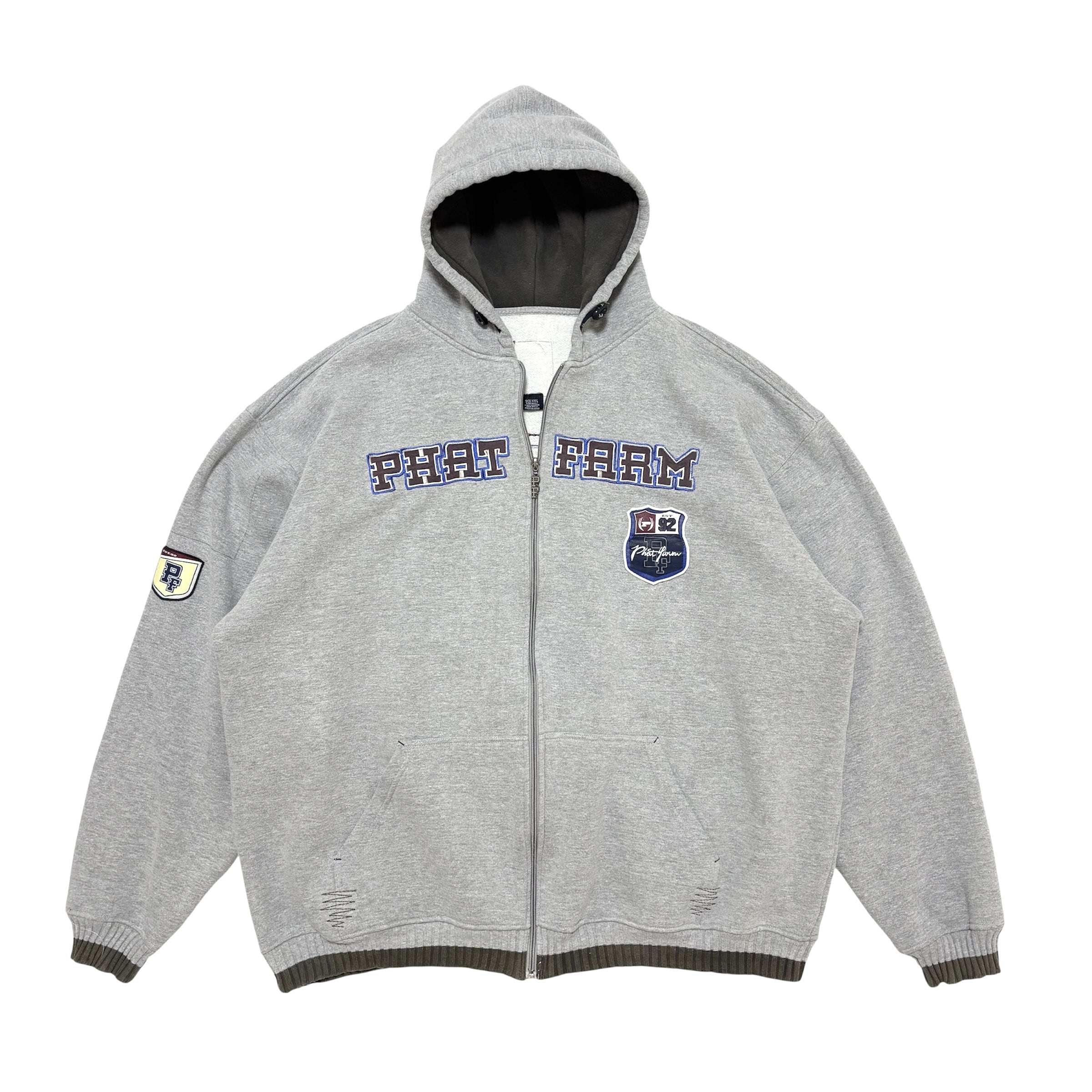 中古 ファットファーム FHAT FARM ジップパーカー フーディー クリーニング済み 90s メンズ 4L 3XL B系