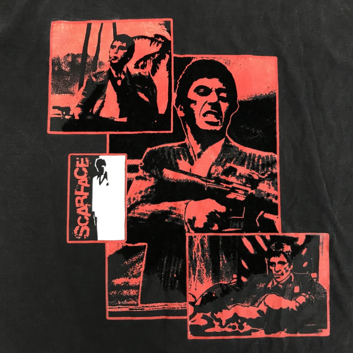 SCARFACE CLOTHING COMPANY スカーフェイス 90〜 00年代 CANADA製 フロッキー プリント 超 ビッグサイズ 映画  ムービー Tシャツ ブラック 3XL 以上 半袖