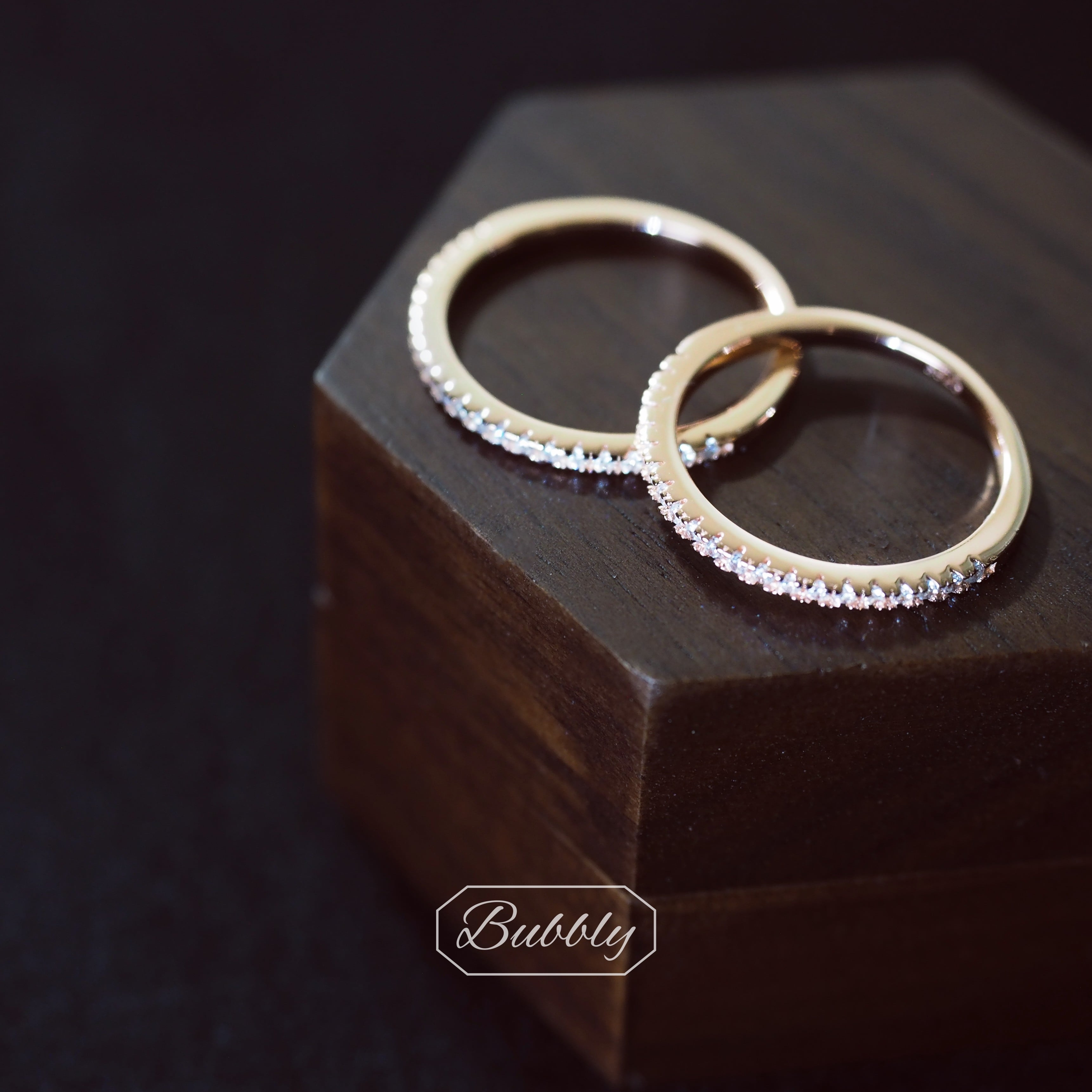 ハーフエタニティリング 極細 1.5mm 重ね付けリング ピンクゴールド