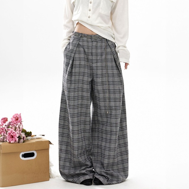 クラシックチェックラップデザインパンツ 1col   R02842