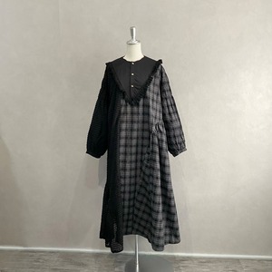 2ピースモノトーンチェック柄ワンピース【unica】