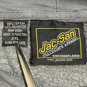 Jac-San 2XL ビッグシルエット 刺繍 プリント SPARTANS ロゴ パーカー プルオーバー スウェット フーディー ミシガン州立大学 フットボール スパルタンズ us古着