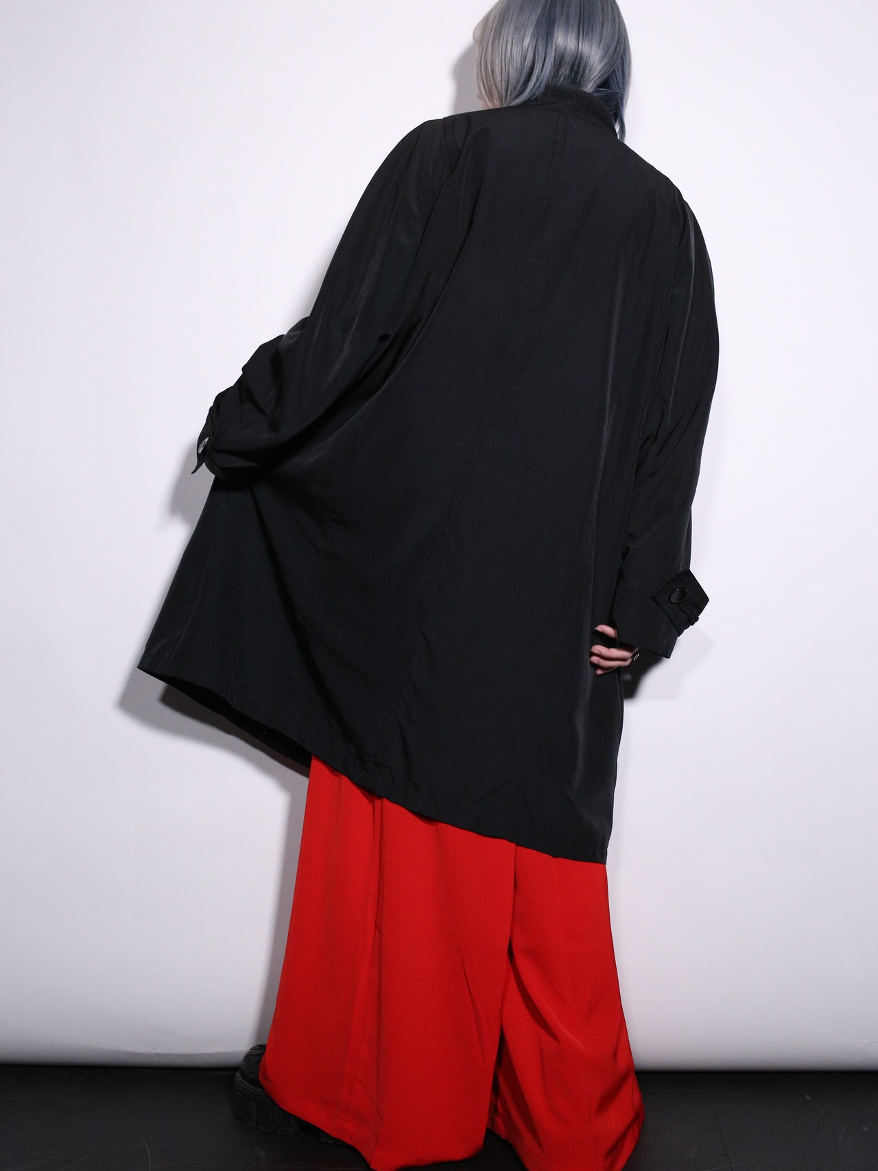 china motif big button over silhouette middle length jacket - 5