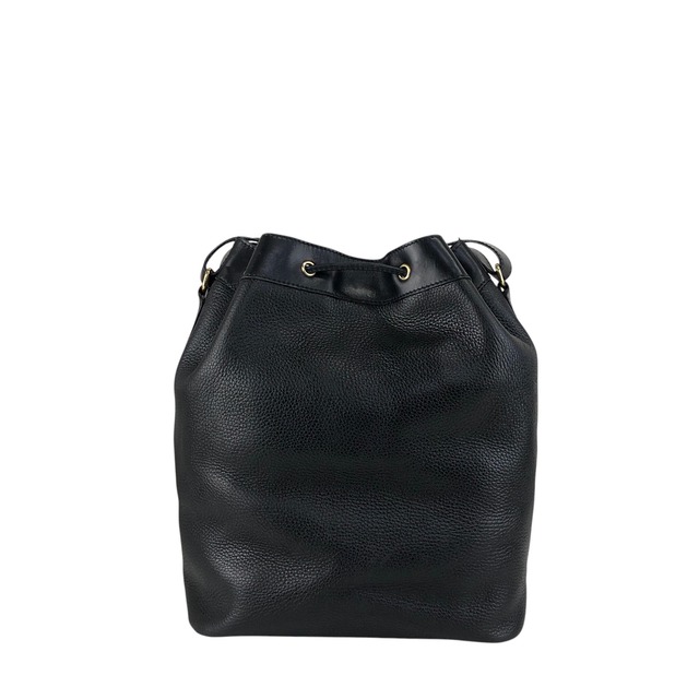 CELINE セリーヌ ショルダーバッグ ブラック ガンチーニ レザー 巾着 フロントポケット vintage ヴィンテージ オールド 3gt2jh