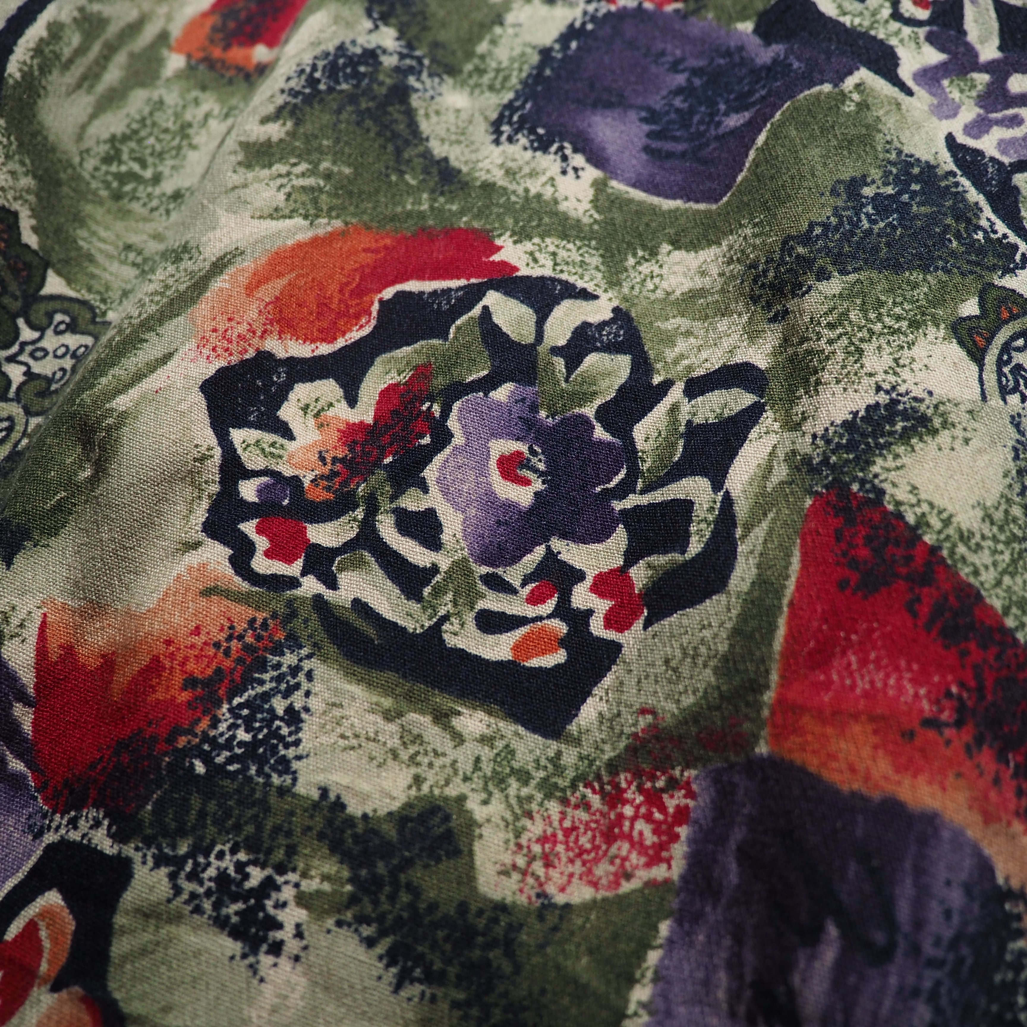 Beautiful Botanical flower painted vintage loose jacket (made in Usa)