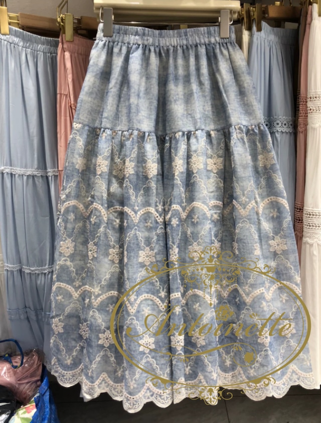 3カラー １size レディース 花柄 普段着 裏地付き スカート 刺繍 ボタニカル