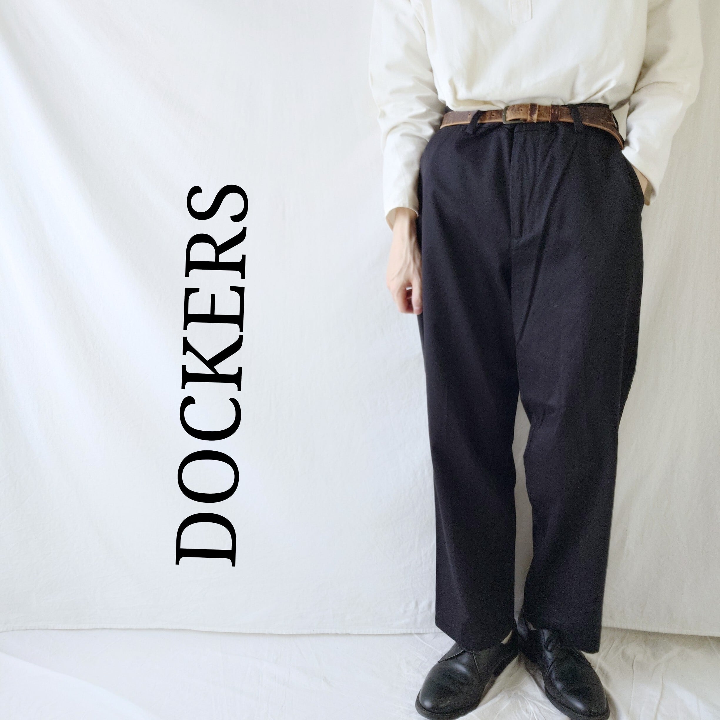 美品 00s DOCKERSドッカーズ W36L29 ツータックチノパンブラック 2003年製】DOCKERS ドッカーズ チノパン ブラック 黒 00s アメカジ