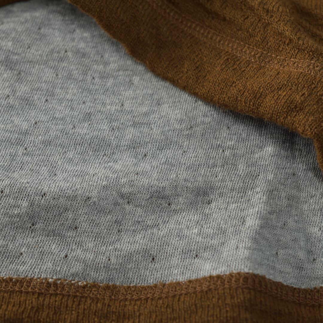 prit プリット ウールコットン接結タートルワイドボディプルオーバー・ブラウン