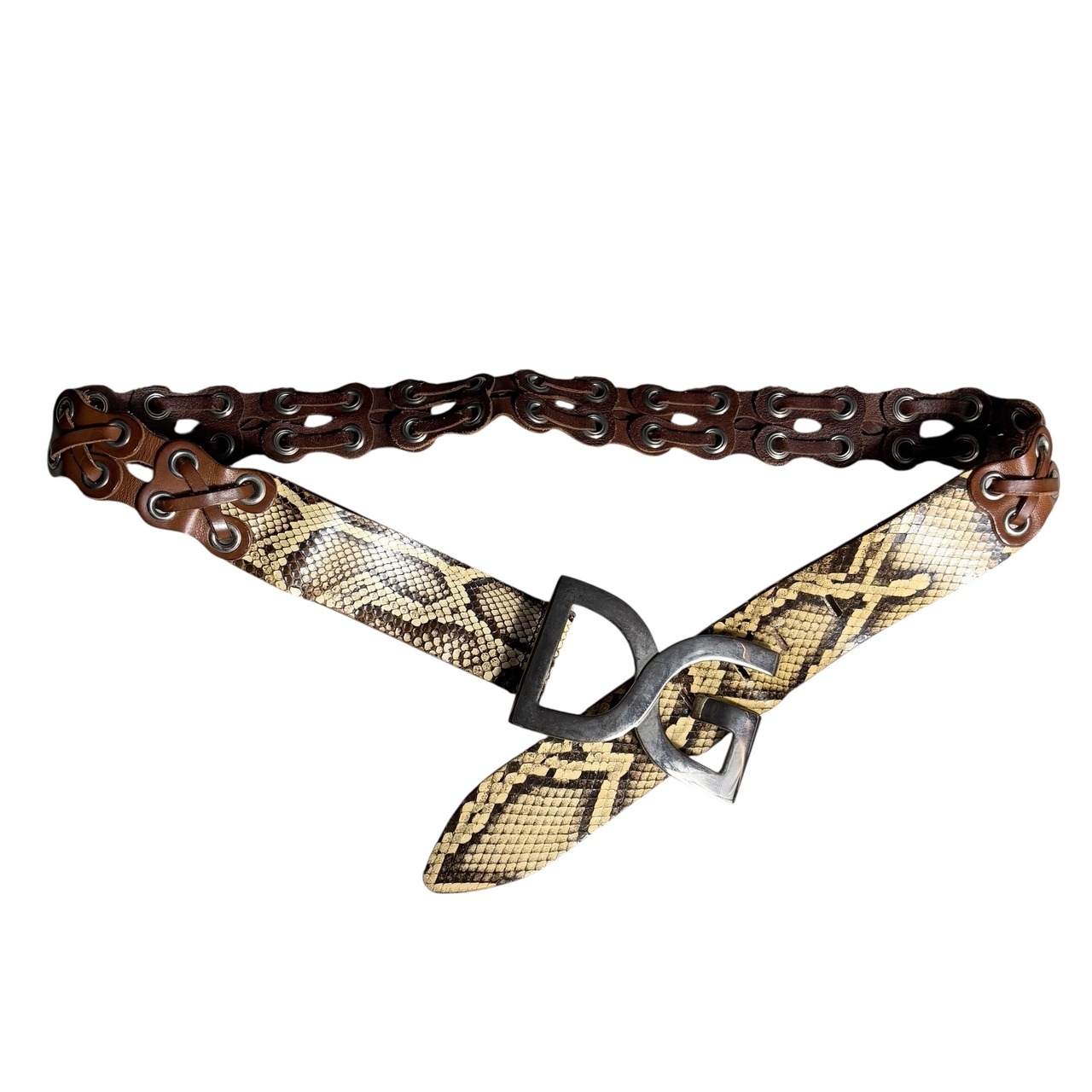 DOLCE&GABBANA “DG buckle” python leather switching belt