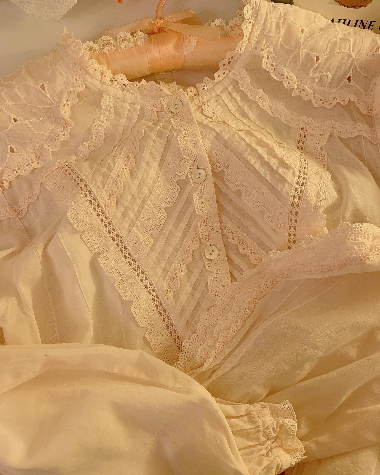 blossom pink cotton lace blouse