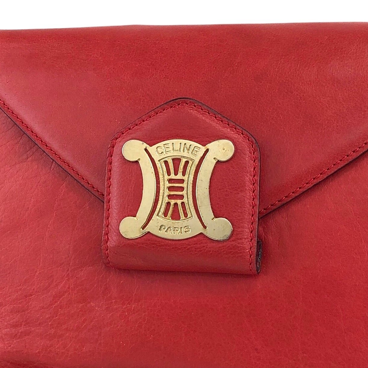 CELINE セリーヌ ショルダーバッグ レッド ブラゾン レザー vintage
