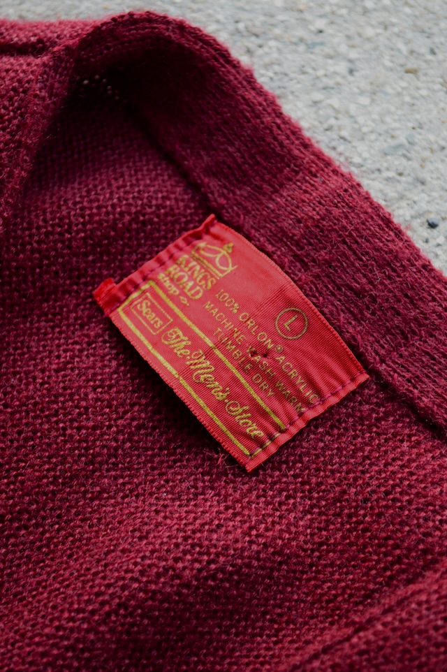 KINGS ROAD by Sears 1970's ORLON ACRYLIC Vintage Knit Cardigan Burgundy キングスロード シアーズ 70s オーロンアクリル カーディガン