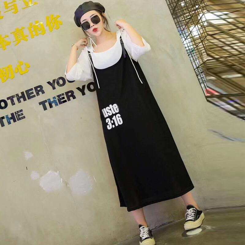 スプリングスタイルルーズ薄手ドレス Tシャツ 大きめサイズ 春物 ミックスインファッション91886558767