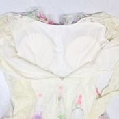 【美品 社交ダンス衣装】ホワイト leirena レイリーナ ワンピース ドレス 花柄 白 オフホワイト ピンク レース フリル