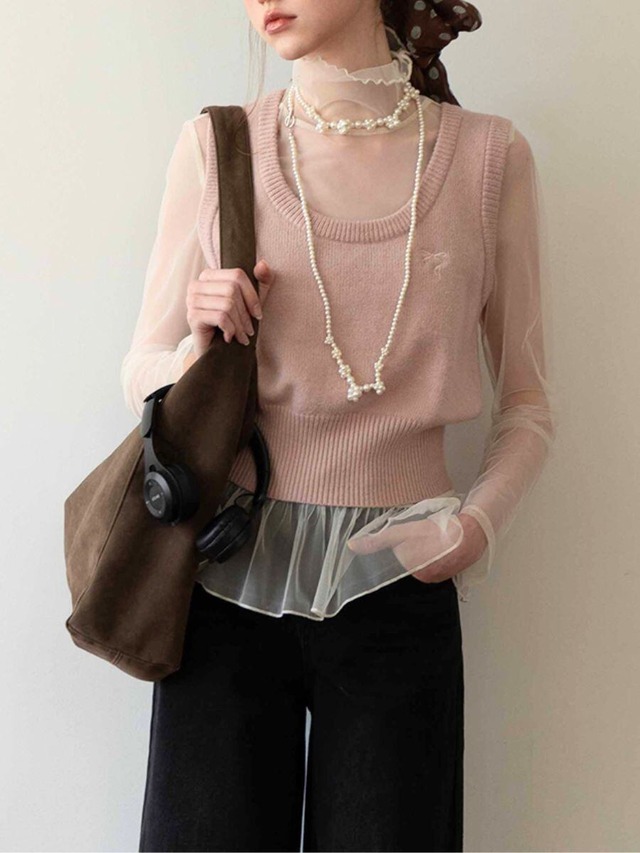 3colors ：：Chic Knit Vest Top