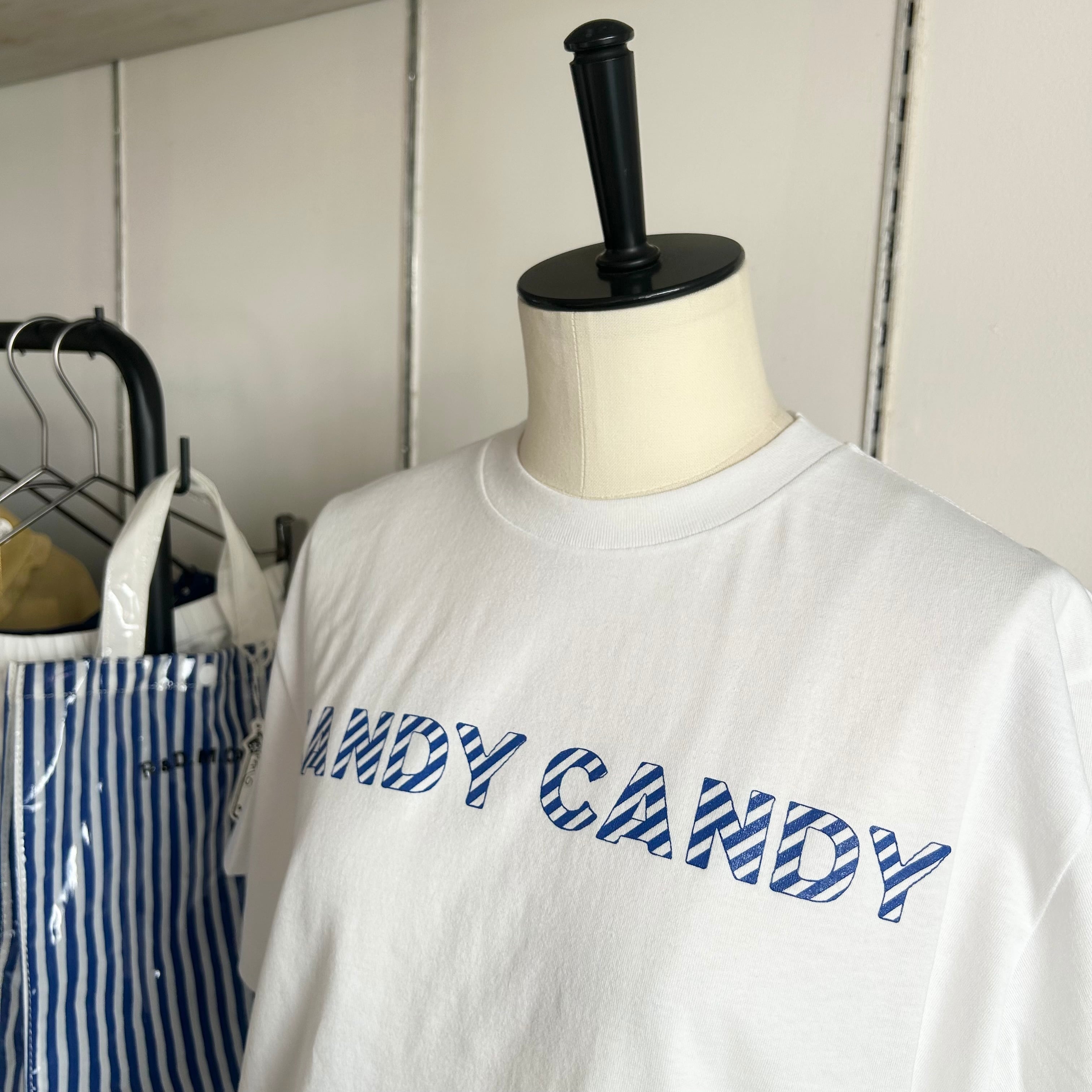 R&D.M.Co- オールドマンズテーラー CANDY CANDY T SHIRT STRIPE Blue