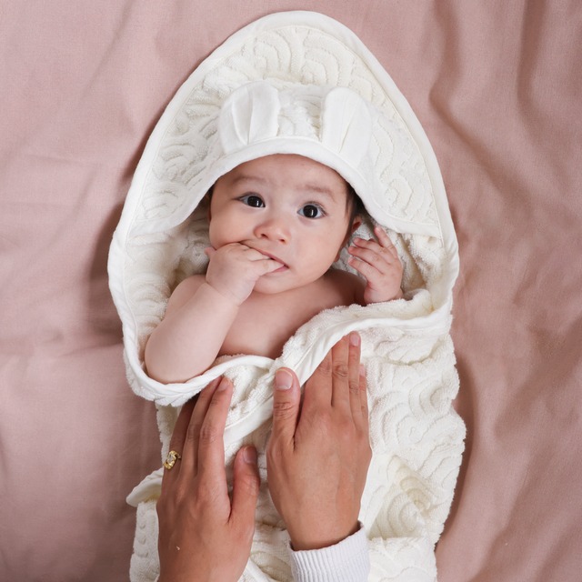 Cam Cam Copenhagen  Hooded Baby Towel w/ ears  Off-White