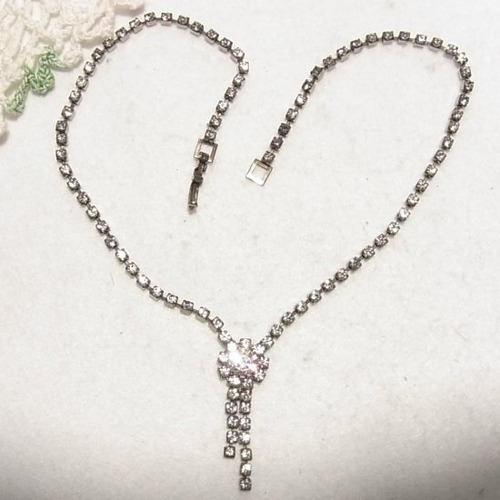 ヴィンテージ　クリアなラインストーンネックレス　 コスチュームジュエリーのセール通販　8875N