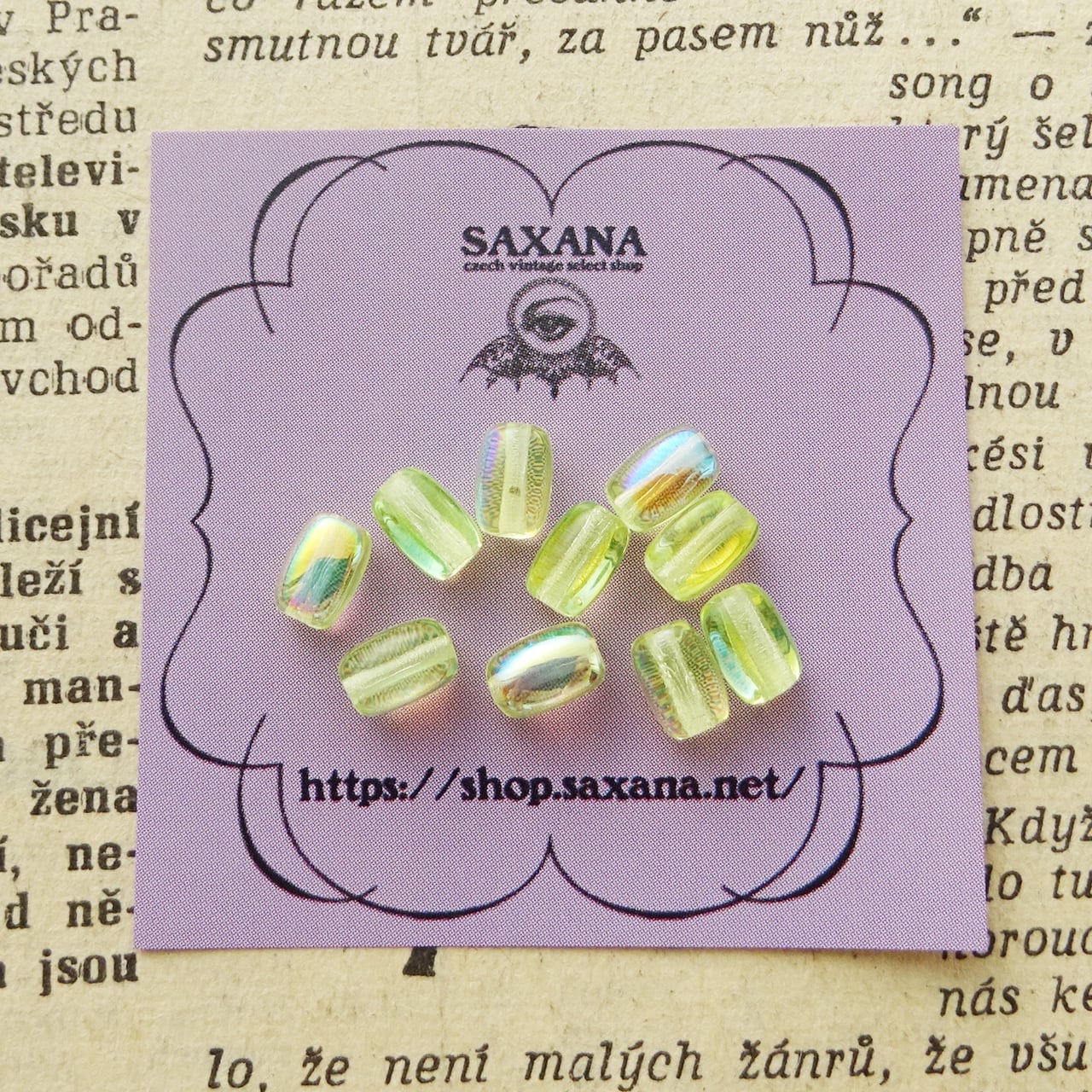 チェコ ウランガラスビーズ オーロライエロー ライス 4mm×6mm 10個