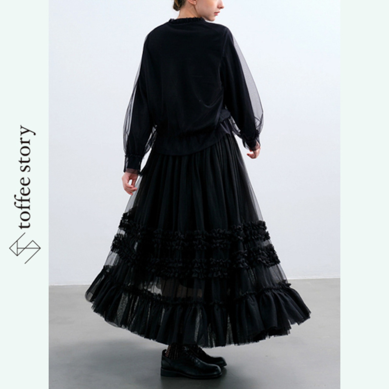 【2color】チュールが揺れる静かな物語カーディガン 《P0254》