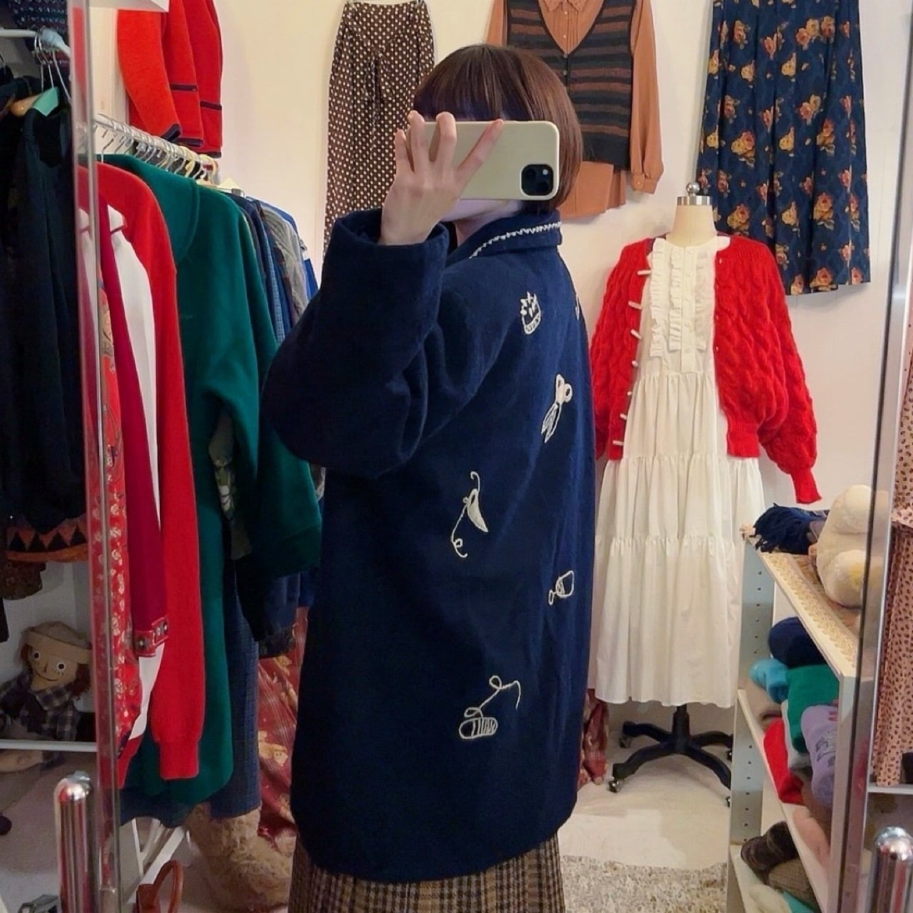 sewing kit embroidery navy coat