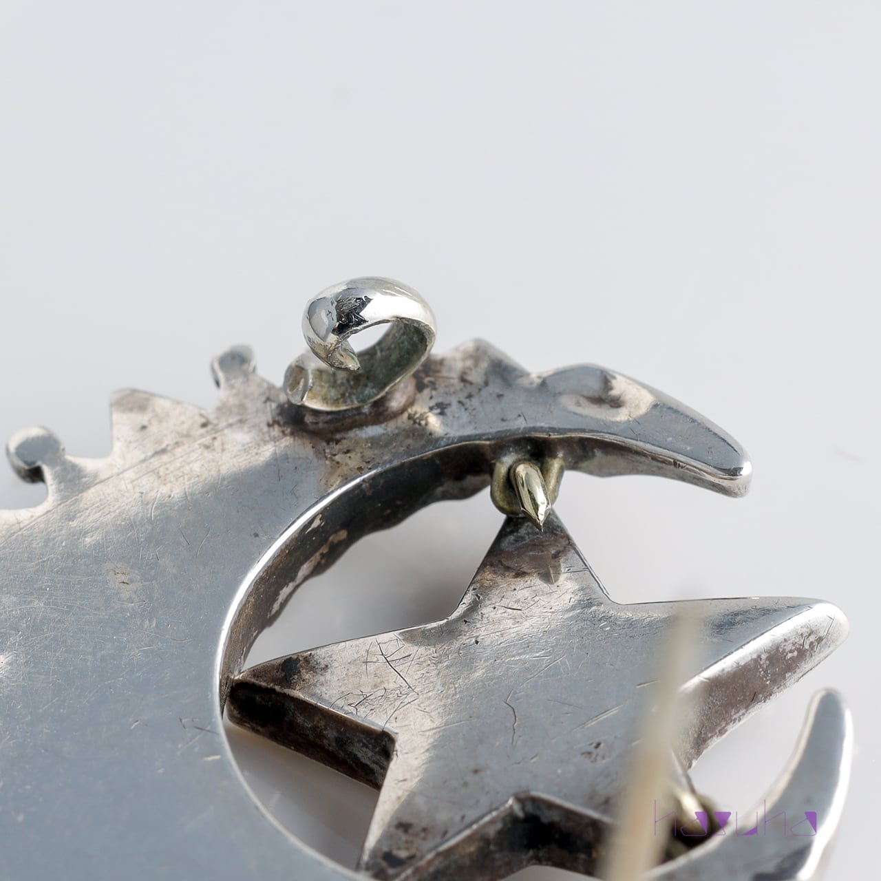 アンティーク スコティッシュ アゲート スター クレセント シルバー