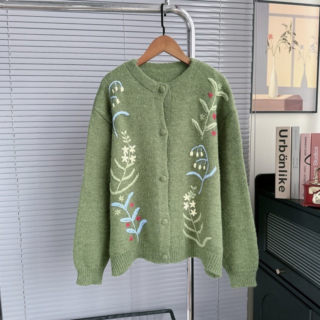 【outer】刺繍ニットカーデ　M33241